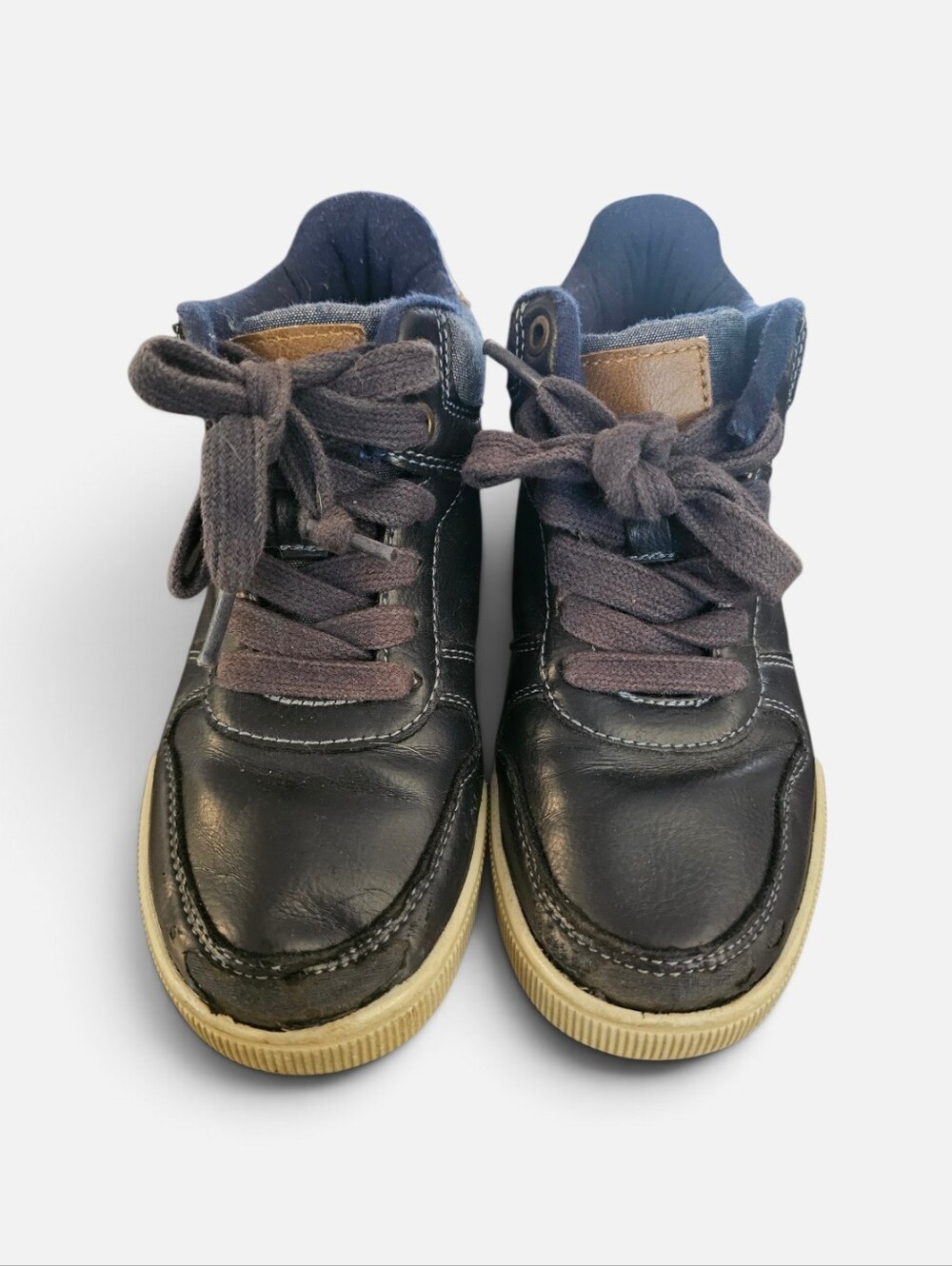 The Children's Place Navy and Tan High-Top Kids Sneakers
